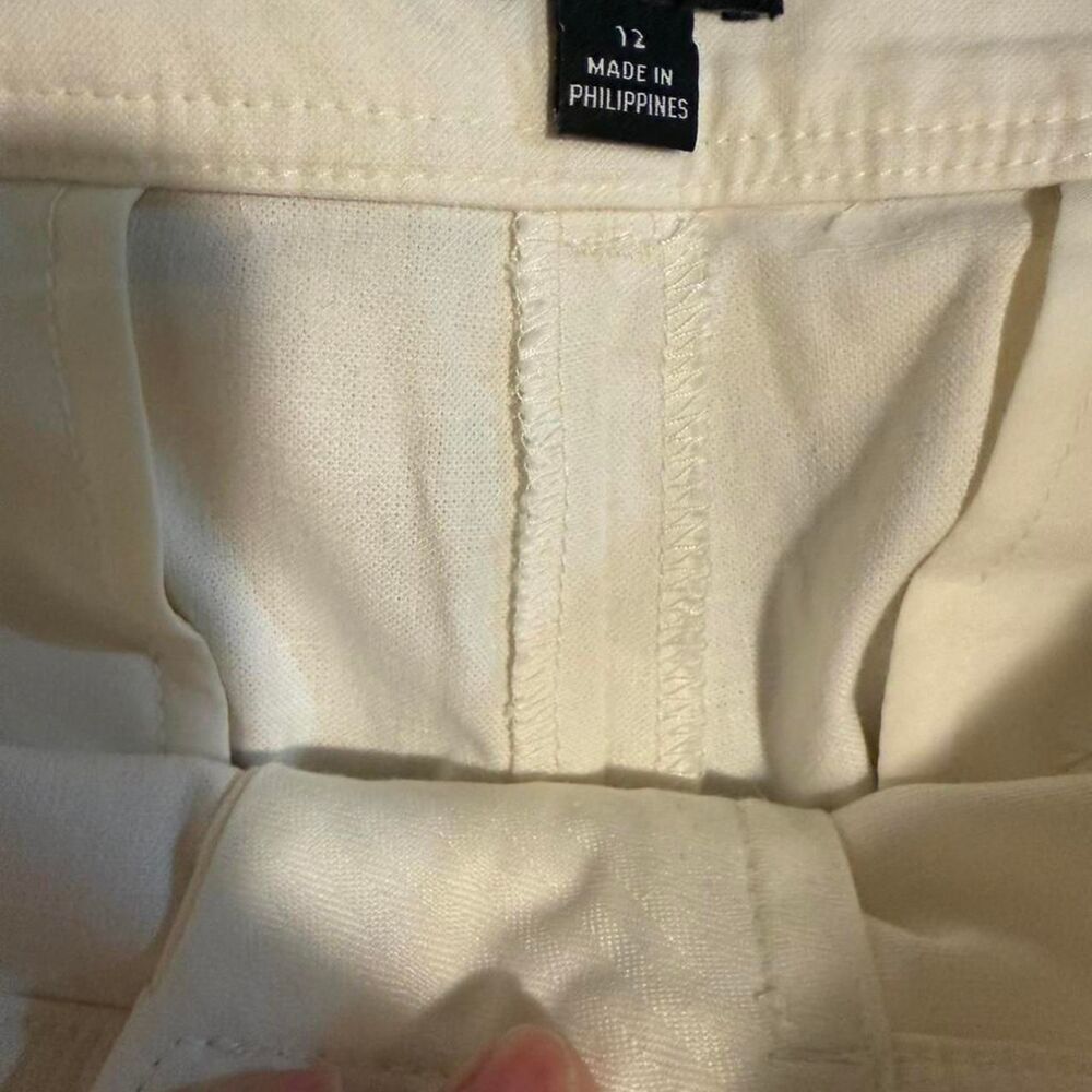 J. Crew Cotton Wide-Leg Trousers with Adjustable Back Tab - Off-White, size 12 - Picture 6 of 7
